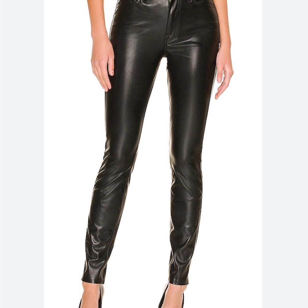 7 For All Mankind Faux Leather Black Skinny Pants